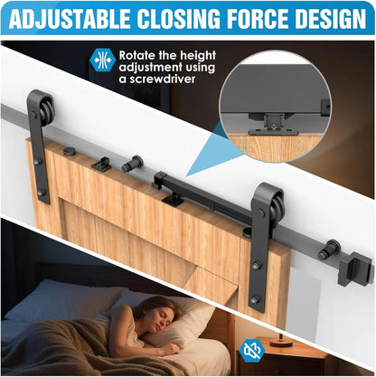 🚪 Barn Door Soft Close Kit – Hidden Damper for 88–132 lbs Flat Track Doors