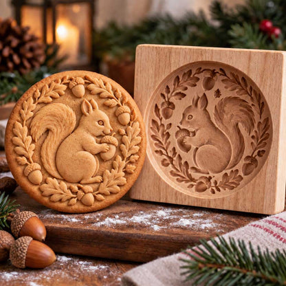 🍪🦊 Woodland Animal Cookie Molds – Embossed Wooden Baking Stamps