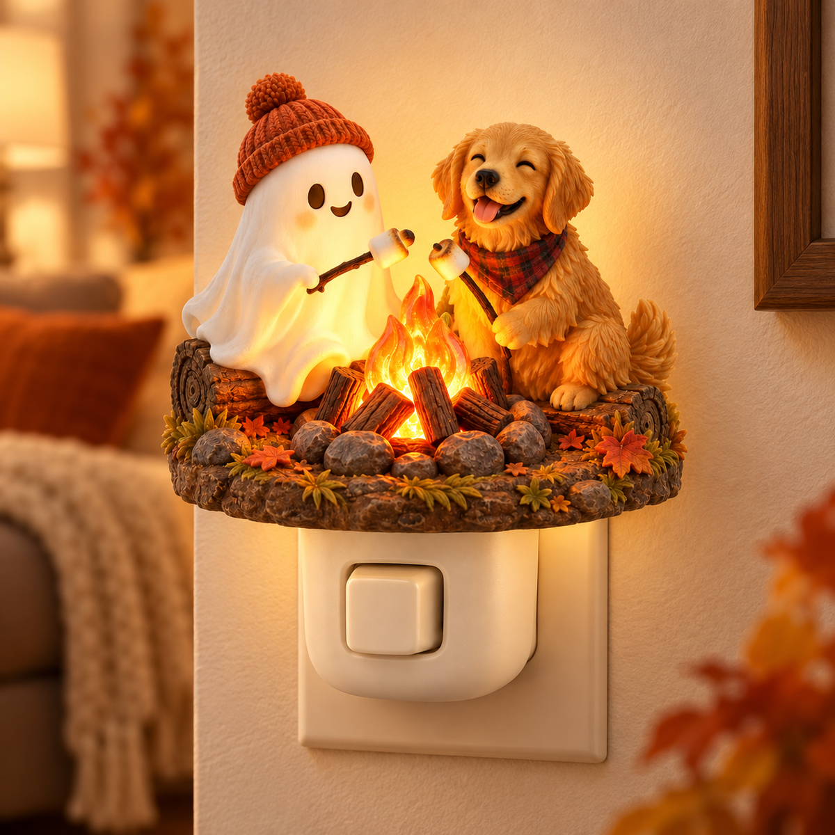🔥 Fireside Friends™ | Flickering Campfire Plug-In Night Light