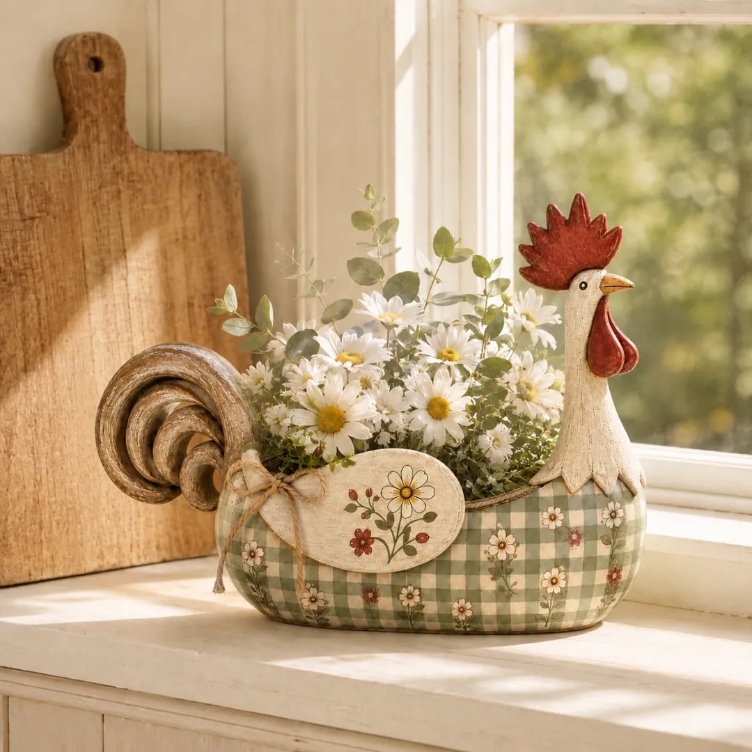 🔥🐓 Vintage Rooster Utensil Holder – Rustic Farmhouse Kitchen Décor & Storage