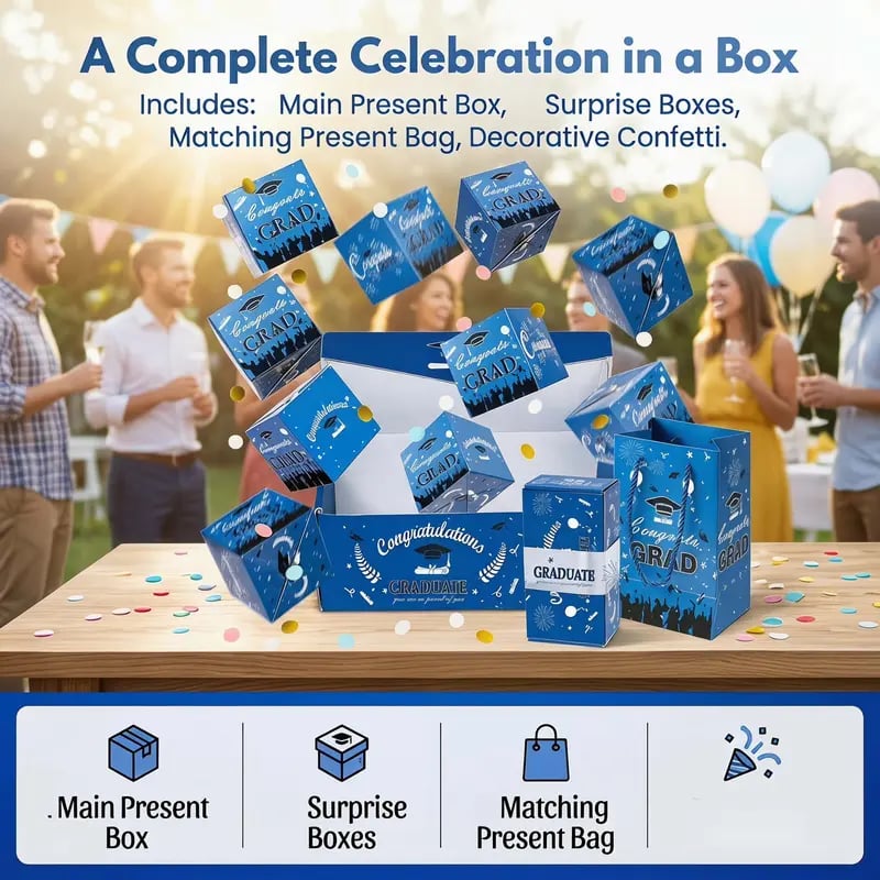 🎓2026 Graduation Explosion Cash Gift Box Fun Pop Up Surprise for Grads