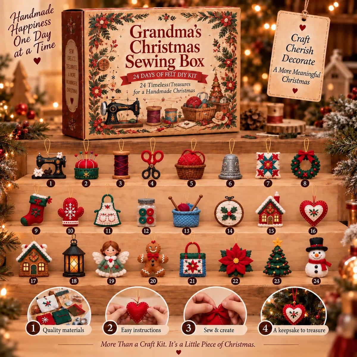 🔥LAST DAY 50% OFF 🎄🧵 24 Days of Christmas Stitching | Felt Ornament Craft Kit