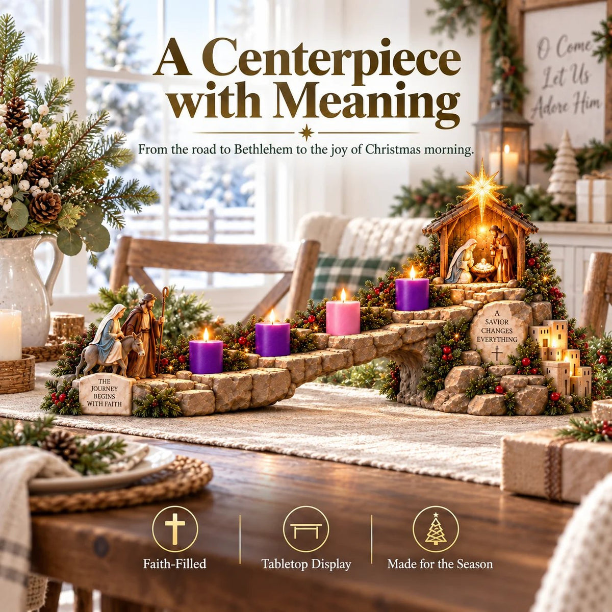 Free Shipping——✝️ Journey to Bethlehem – 4-Week Illuminated Advent Nativity Trail