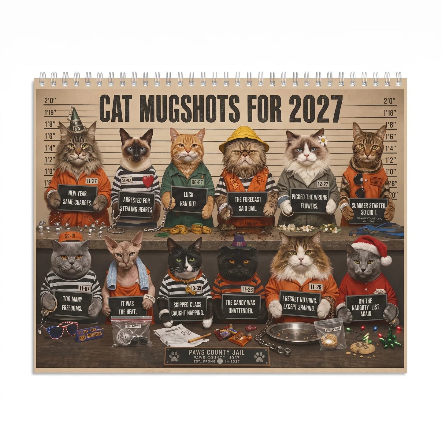 😂 Cat Mugshots 2027 Calendar | 12 Months of Feline Crimes & Chaos📅