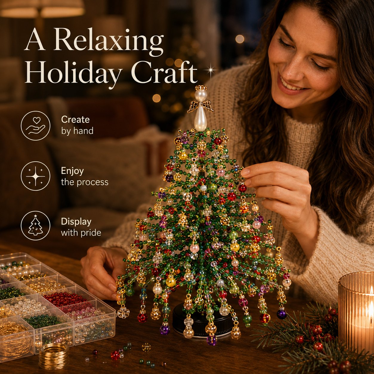 🎄✨ Handcrafted Crystal Christmas Tree DIY Kit – Create Holiday Magic