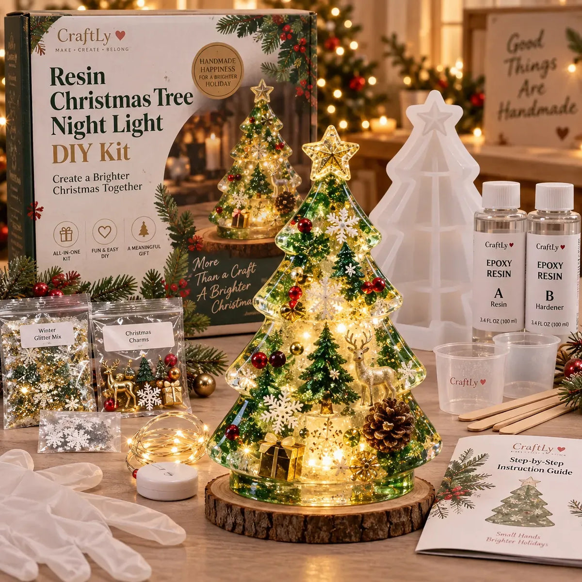🎄 Resin Christmas Glow Kit™ | DIY Tree Night Light ✨