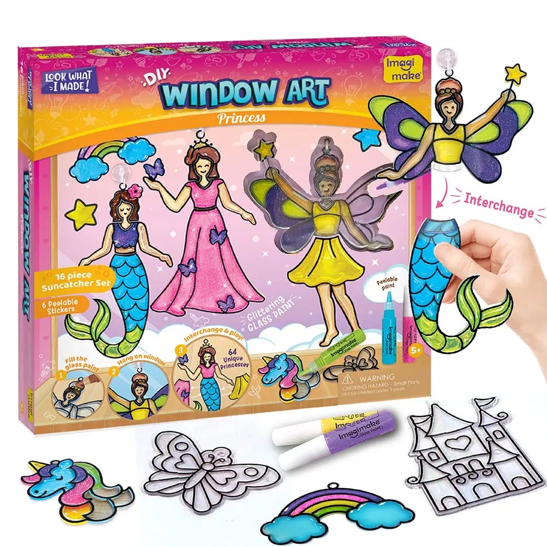 👸🦄 Princess & Unicorn Stained Glass DIY Kit – Create Magical Window Suncatcher Art