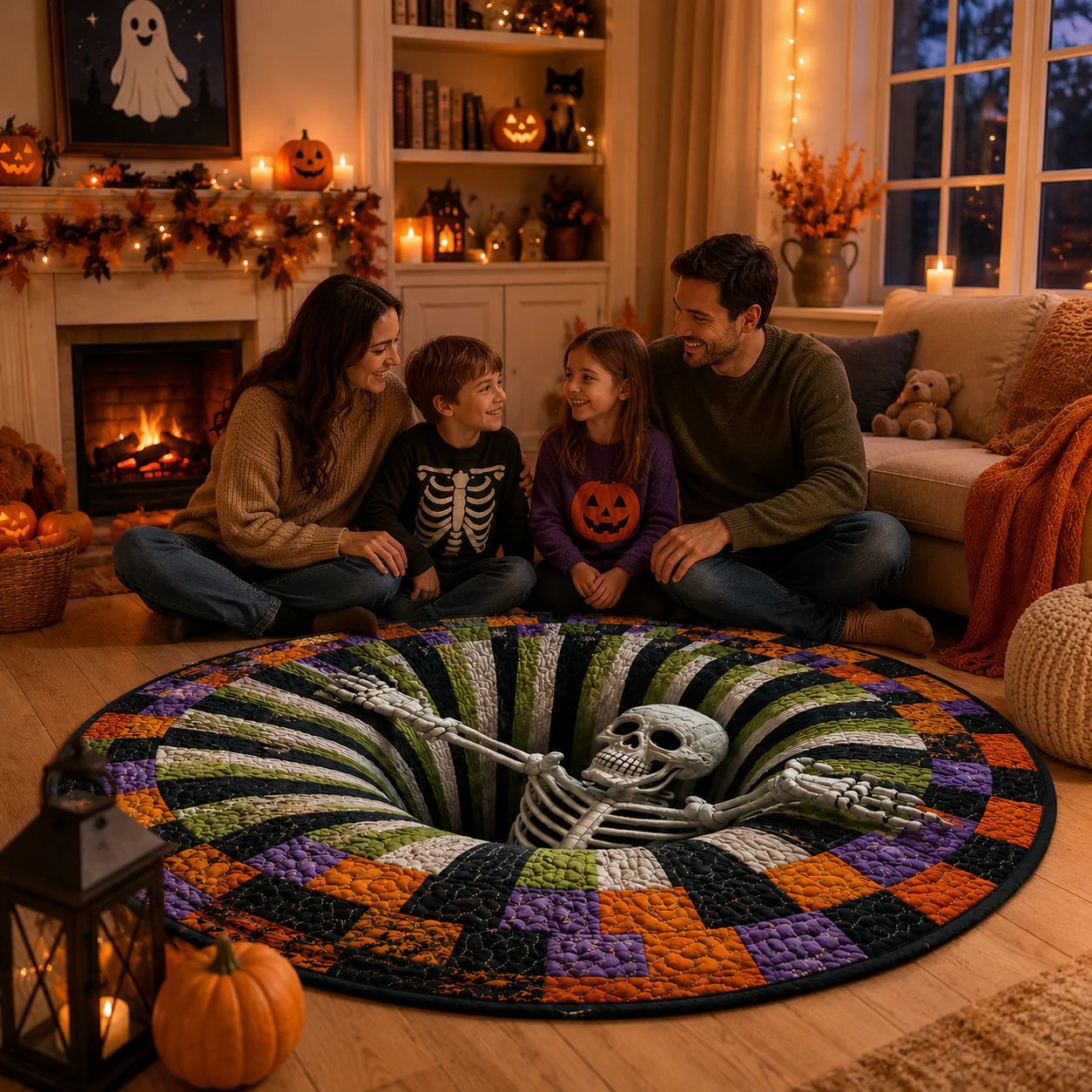 🕸️ Every Step Leads Somewhere Spooky –Haunted Stairway 3D Illusion Round Area Rug👻