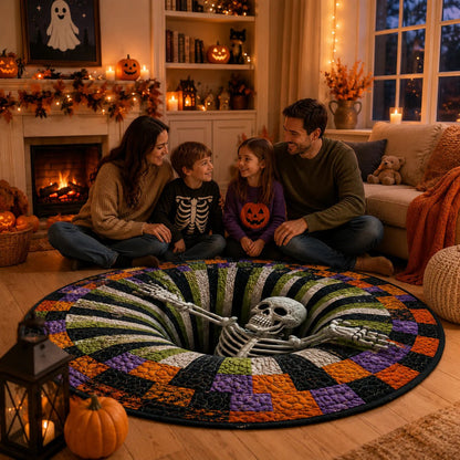 🕸️ Every Step Leads Somewhere Spooky –Haunted Stairway 3D Illusion Round Area Rug👻