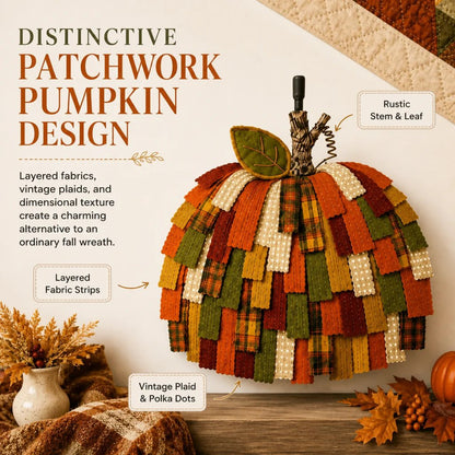 🎃Handmade Patchwork Pumpkin Door Hanger for Fall & Thanksgiving Decor🍂