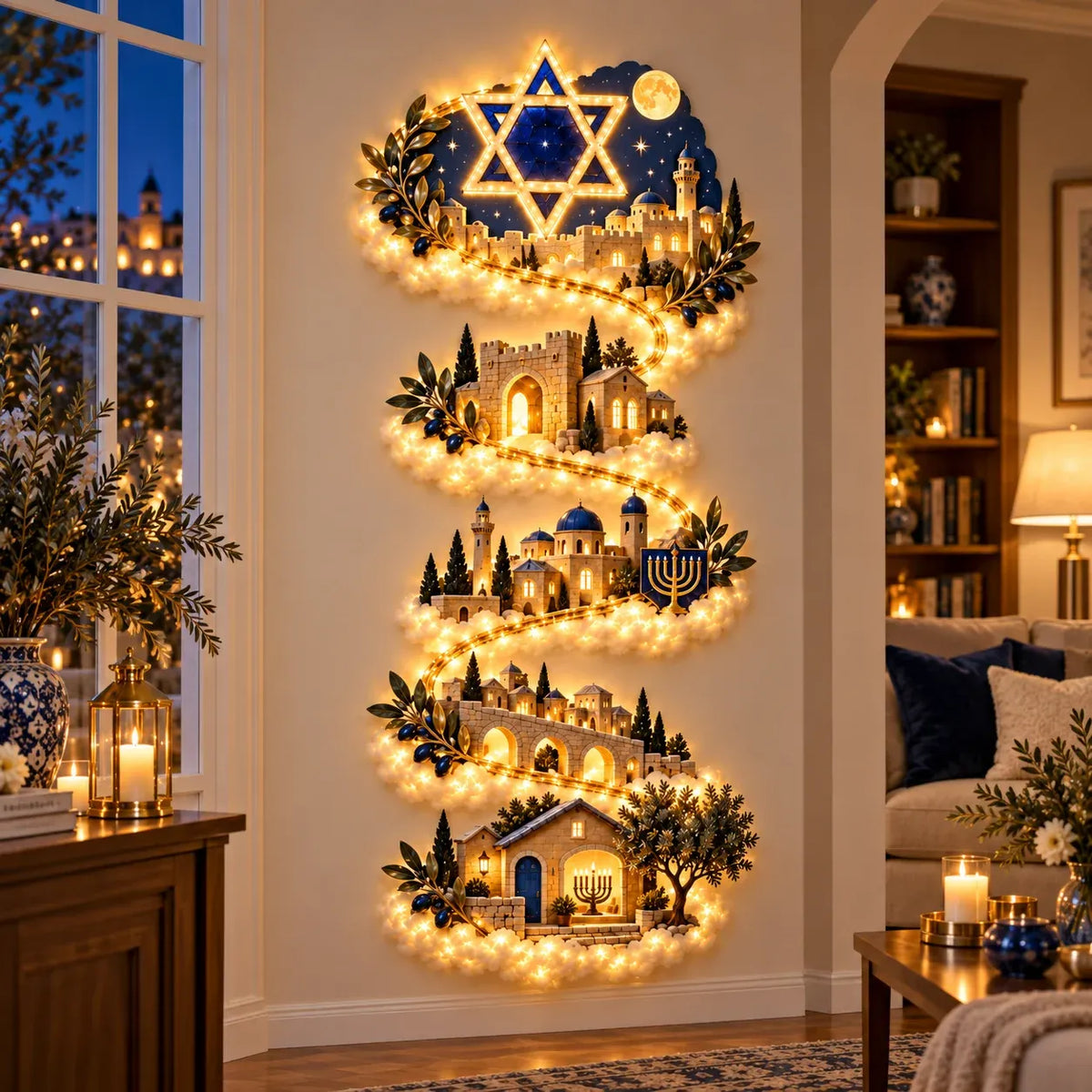 🕎 Eight Nights Aglow | Hanukkah Wall Light Collection ✨
