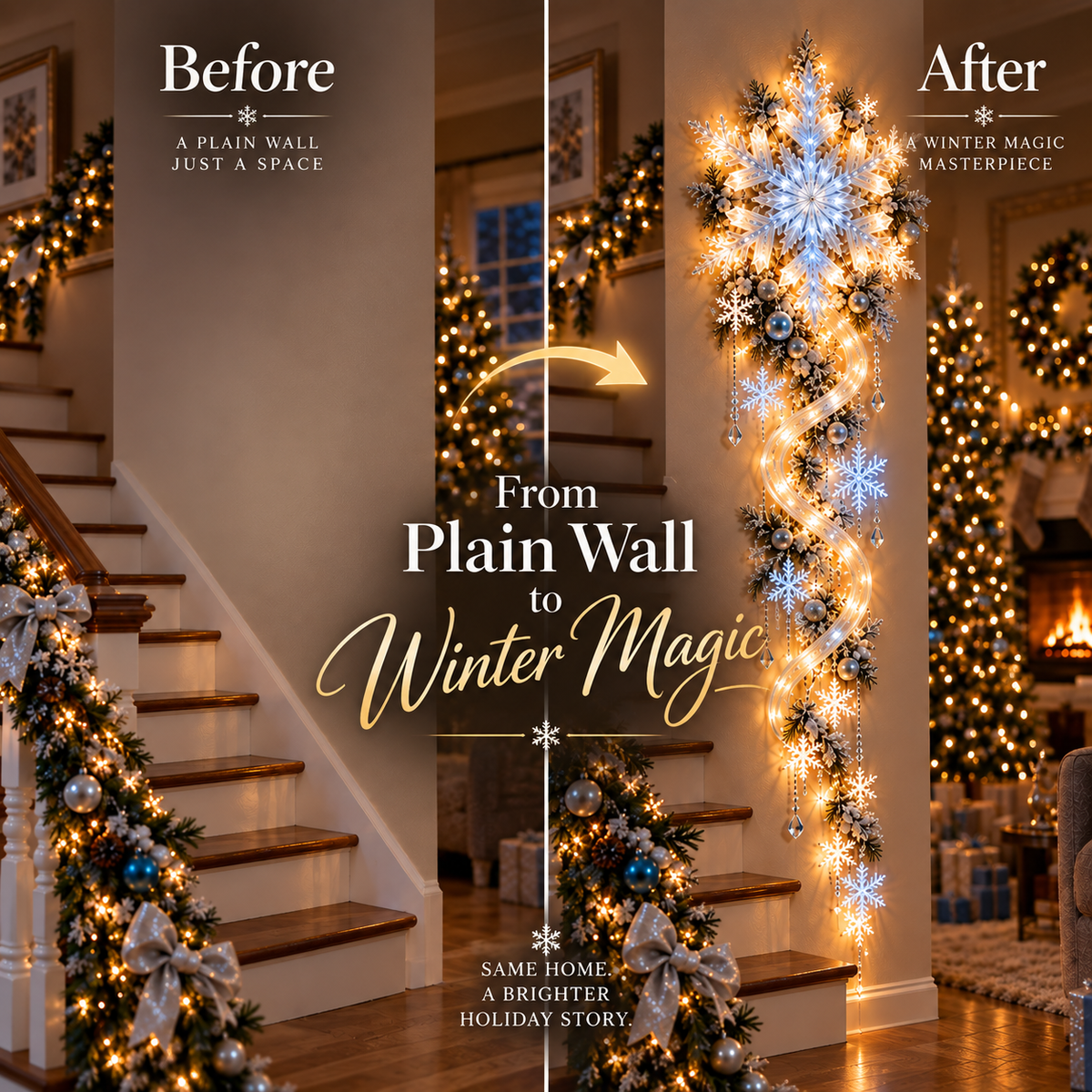 ❄️ Midnight Blizzard Trail™ Giant Snowflake Wall Light