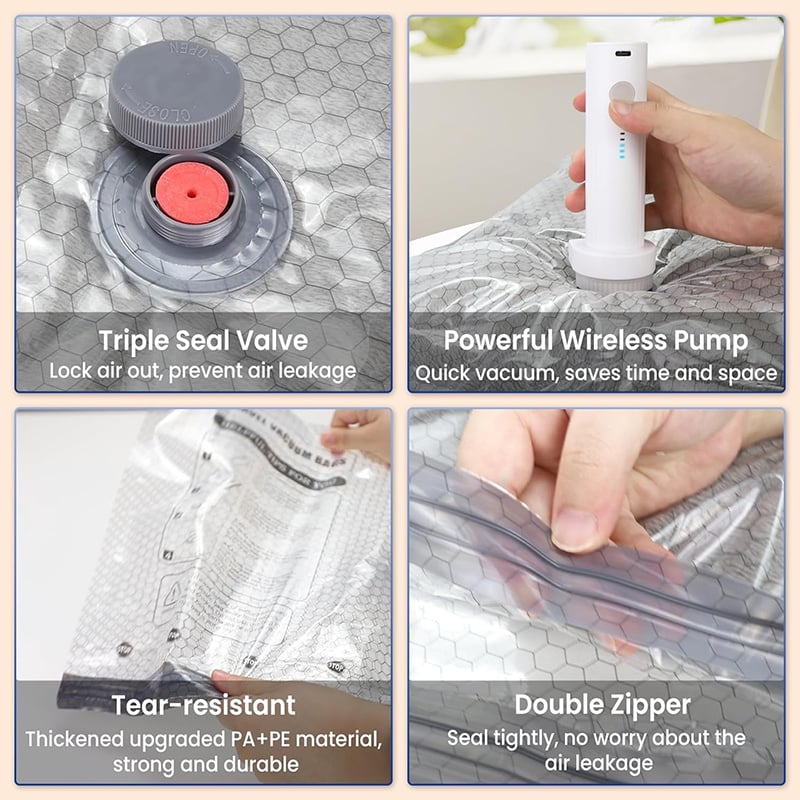 🎁Last day 49% OFF 🧳 Travel Space Saver Vacuum Bag Set with Cordless Pump