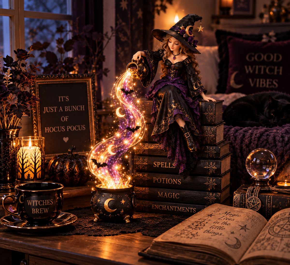 🔥 49% OFF | 🌙 Midnight Spellstream Halloween Shelf Light ✨