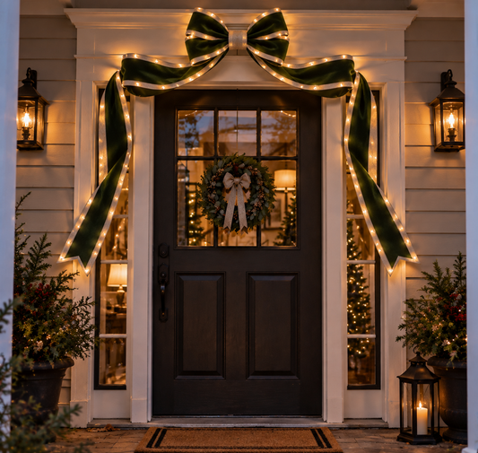 🎀🎄 Nearly 6 FT Giant Lighted Christmas Door Bow – Holiday Entrance Décor