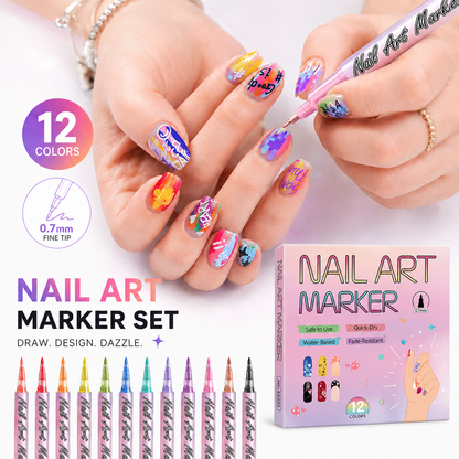 🔥 50K+ Sold!💅 Nail Art Pen Set – 12 Colors Ultra Fine DIY Manicure Drawing Tools ✨