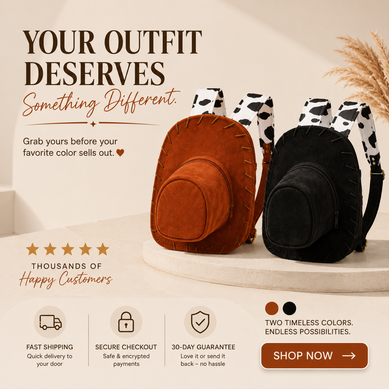 🎒🤠 Vintage Cowboy Hat-Shaped Backpack – Standout Western Style