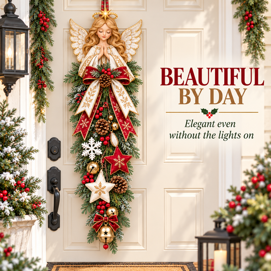 🔥 Last Day 49% OFF – Lighted Christmas Angel Door Swag 👼✨ | A Heavenly Holiday Welcome