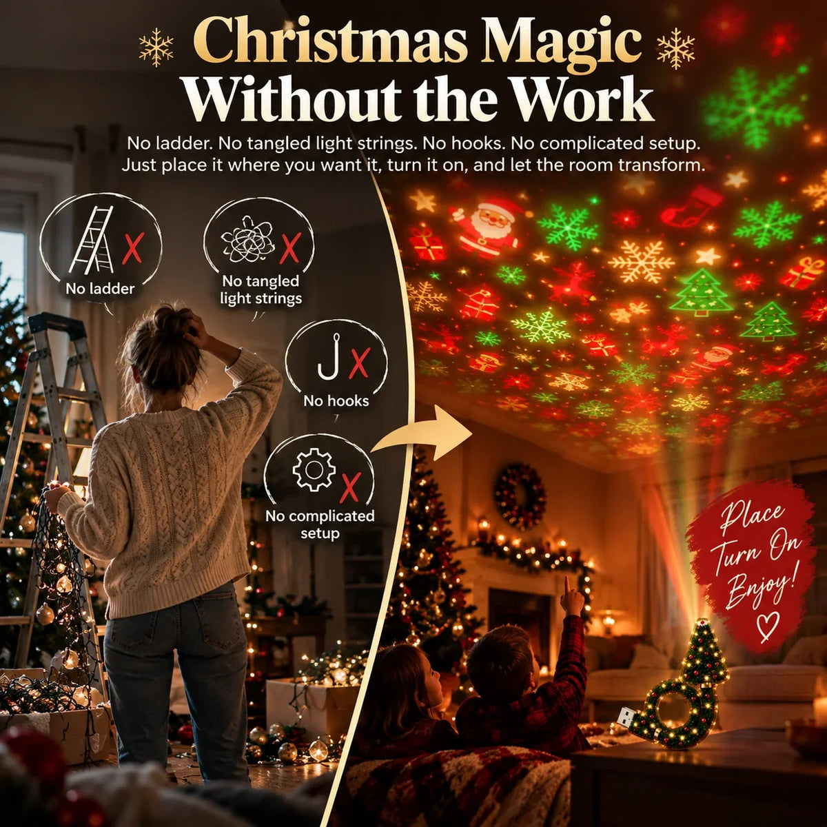 🎄 Starlit Christmas | 6 Magical Ceiling Projection Effects