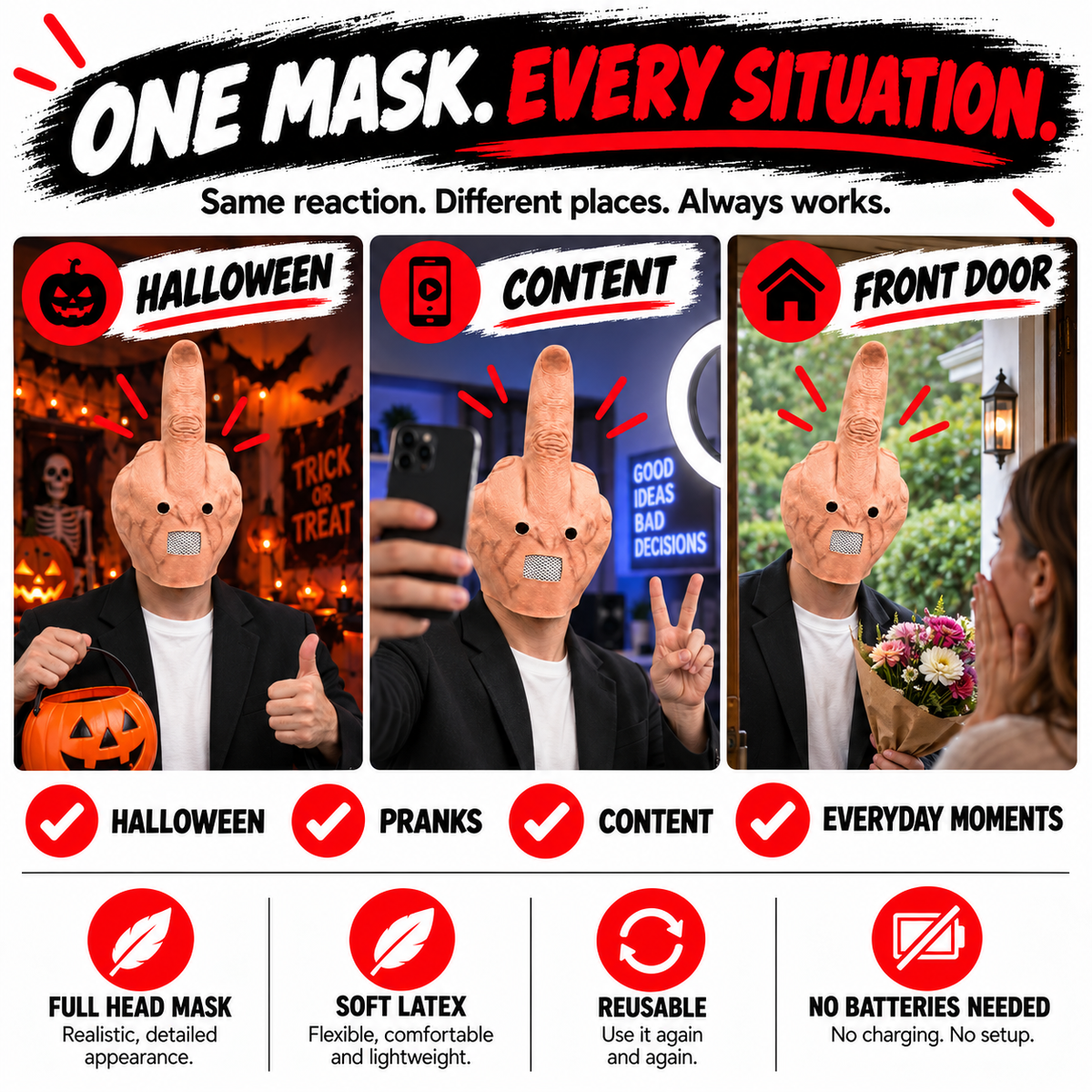 😈 Uncanny Grinning Mask | Creepy Halloween Prank & Party Costume 🎃👻