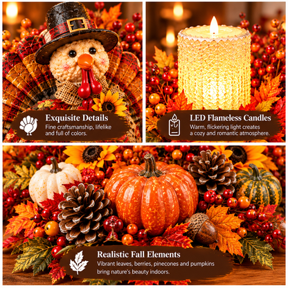 🍂🦃 Thanksgiving Turkey Candle Centerpiece – Lighted Fall Table Decor