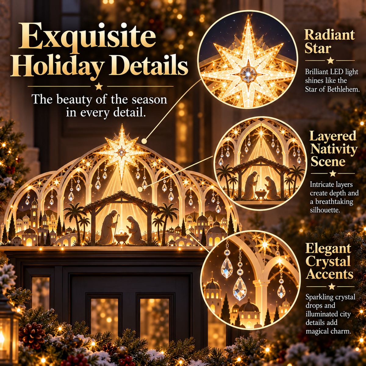 ✝️🌟 Lighted Nativity Door Topper – A Faith-Filled Christmas Welcome