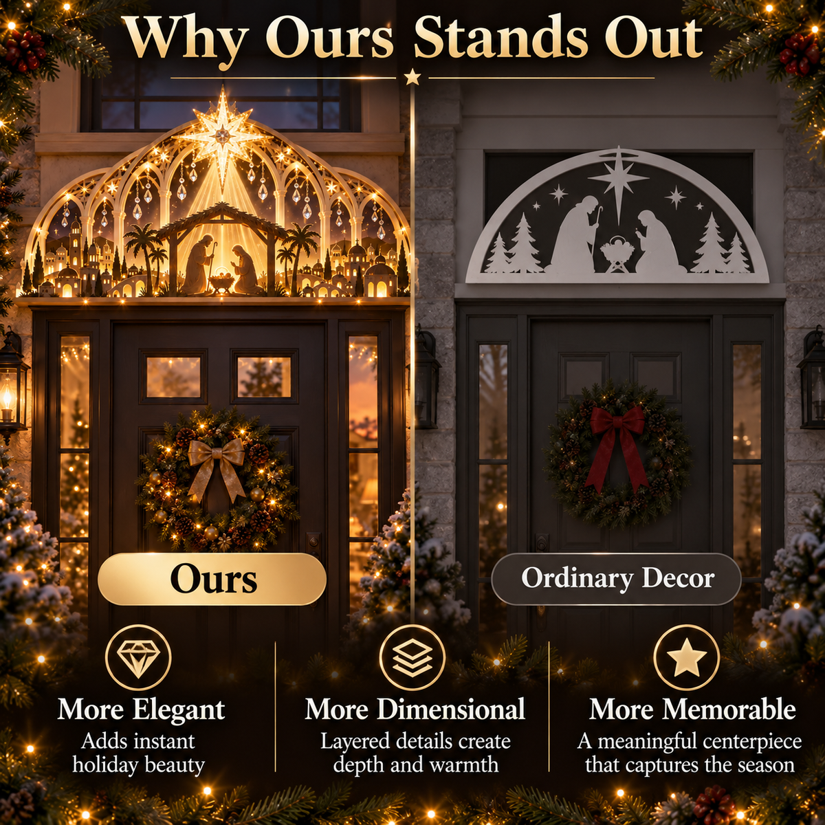 ✝️🌟 Lighted Nativity Door Topper – A Faith-Filled Christmas Welcome