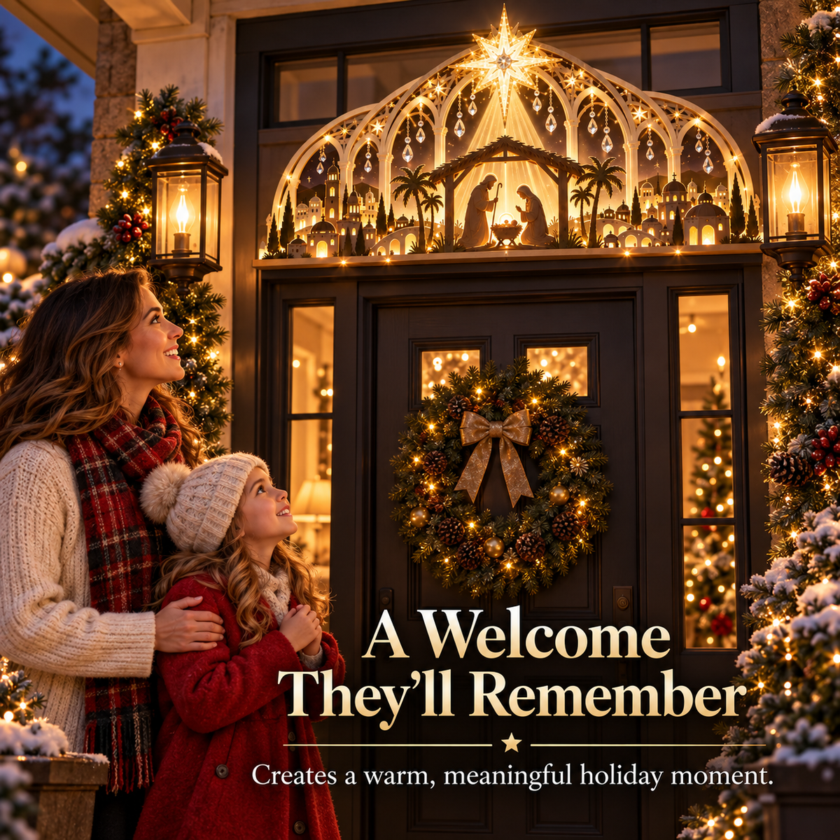 ✝️🌟 Lighted Nativity Door Topper – A Faith-Filled Christmas Welcome