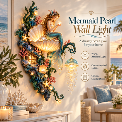 ✨ Mermaid Pearl Glow Wall Light | Ocean Inspired Coastal Decor 🧜‍♀️🐚