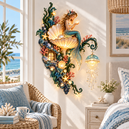 ✨ Mermaid Pearl Glow Wall Light | Ocean Inspired Coastal Decor 🧜‍♀️🐚