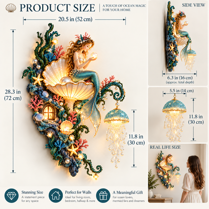 ✨ Mermaid Pearl Glow Wall Light | Ocean Inspired Coastal Decor 🧜‍♀️🐚