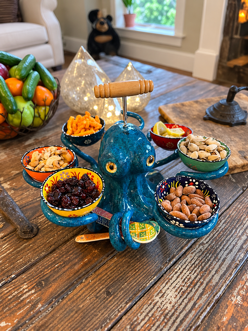🐙 Octopus Feast Centerpiece | 6-Bowl Snack & Dip Server