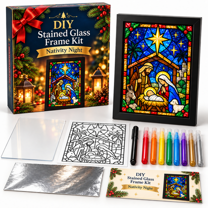 🎄✨ DIY Christmas Stained Glass Frame Kit – Create Your Own Holiday Window Art