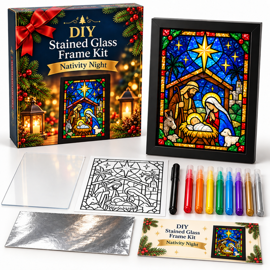 🎄✨ DIY Christmas Stained Glass Frame Kit – Create Your Own Holiday Window Art