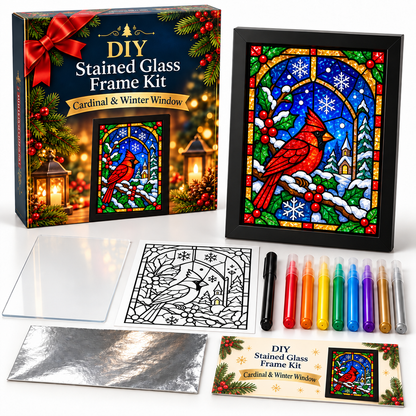 🎄✨ DIY Christmas Stained Glass Frame Kit – Create Your Own Holiday Window Art