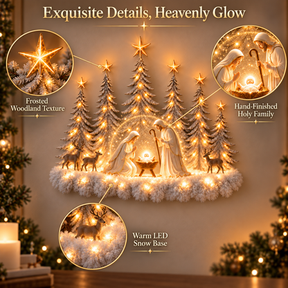✝️ Illuminated Woodland Nativity Wall Decor – A Light of Hope for Your Home ✨