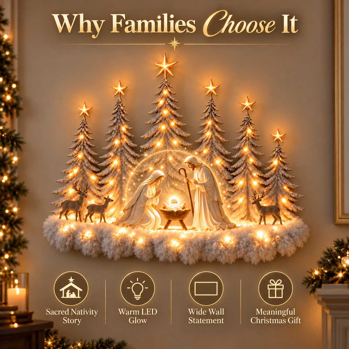 ✝️ Illuminated Woodland Nativity Wall Decor – A Light of Hope for Your Home ✨