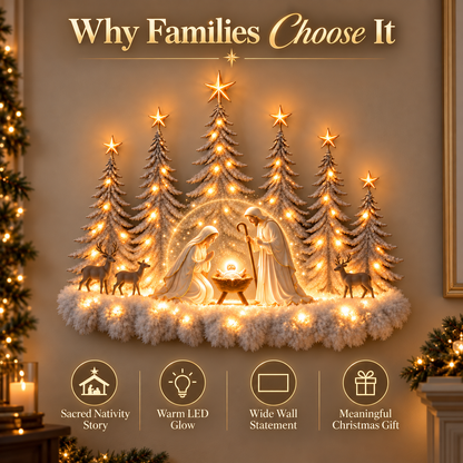 ✝️ Illuminated Woodland Nativity Wall Decor – A Light of Hope for Your Home ✨