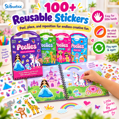 🎨 Reusable Sticker Activity Book - 100+ Stickers, 6 Creative Scenes
