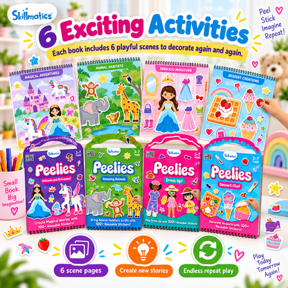 🎨 Reusable Sticker Activity Book - 100+ Stickers, 6 Creative Scenes