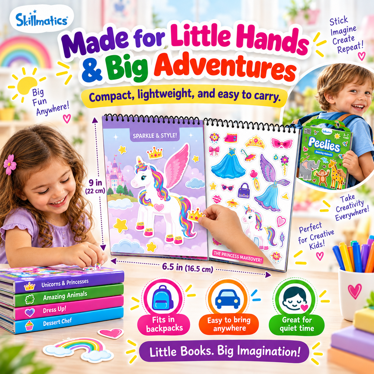 🎨 Reusable Sticker Activity Book - 100+ Stickers, 6 Creative Scenes