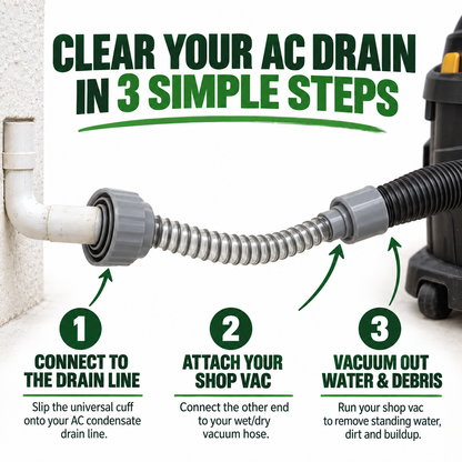 🔥💨 AC Drain Line Vacuum Adapter – Quickly Clears Stubborn Clogs 🔧