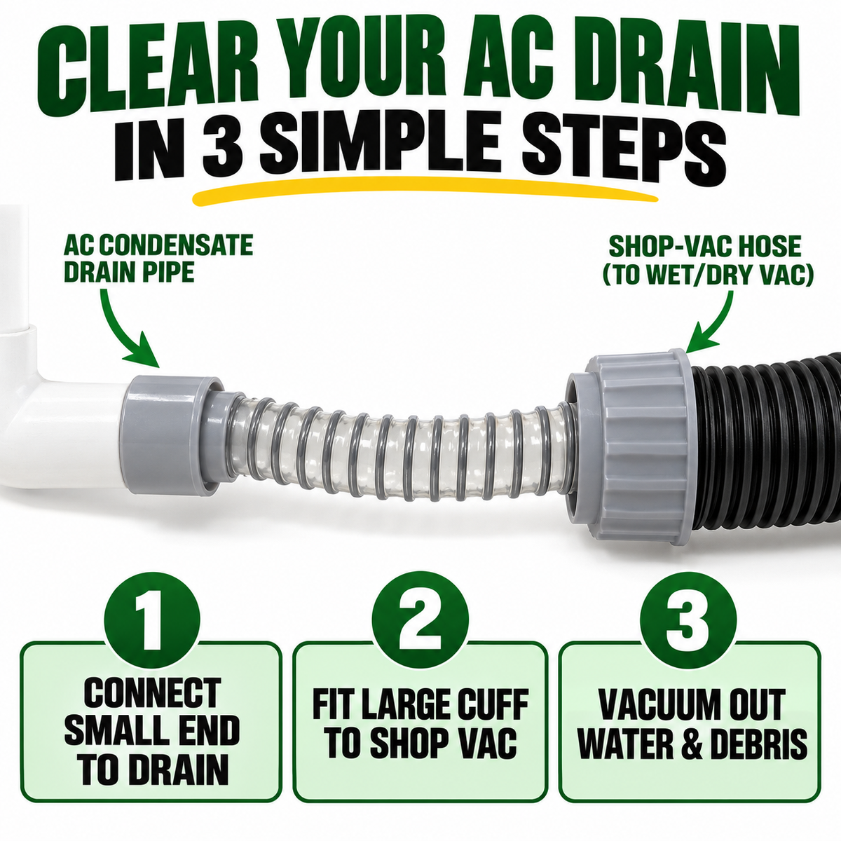 🔥💨 AC Drain Line Vacuum Adapter – Quickly Clears Stubborn Clogs 🔧
