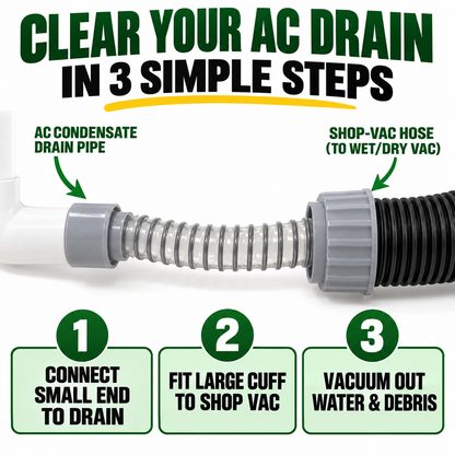 🔥💨 AC Drain Line Vacuum Adapter – Quickly Clears Stubborn Clogs 🔧