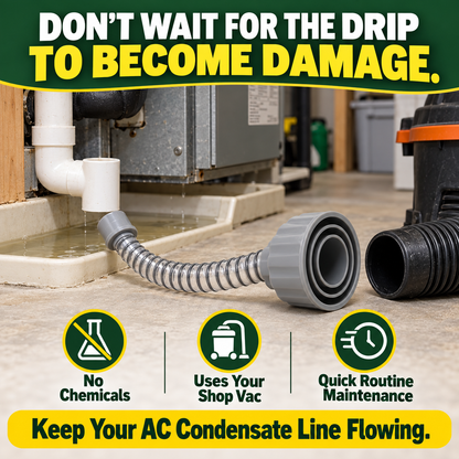🔥💨 AC Drain Line Vacuum Adapter – Quickly Clears Stubborn Clogs 🔧