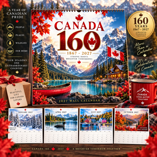 🍁🇨🇦 Canada 160™ | 2027 Wall Calendar – 12 Months of Canadian Beauty & Pride