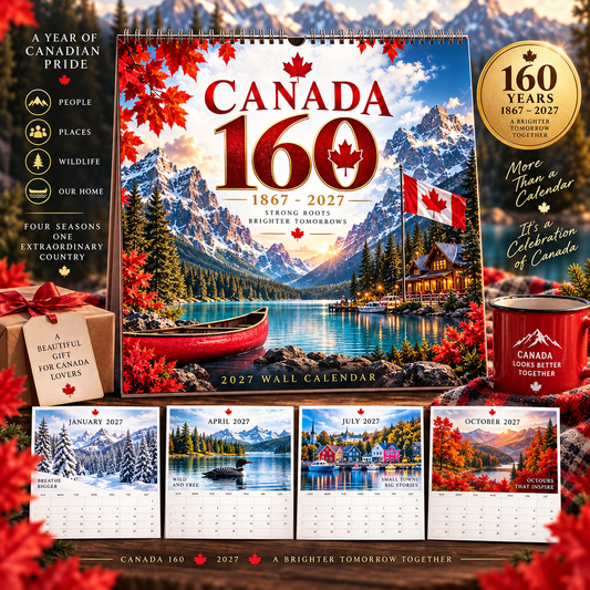 🍁🇨🇦 Canada 160™ | 2027 Wall Calendar – 12 Months of Canadian Beauty & Pride
