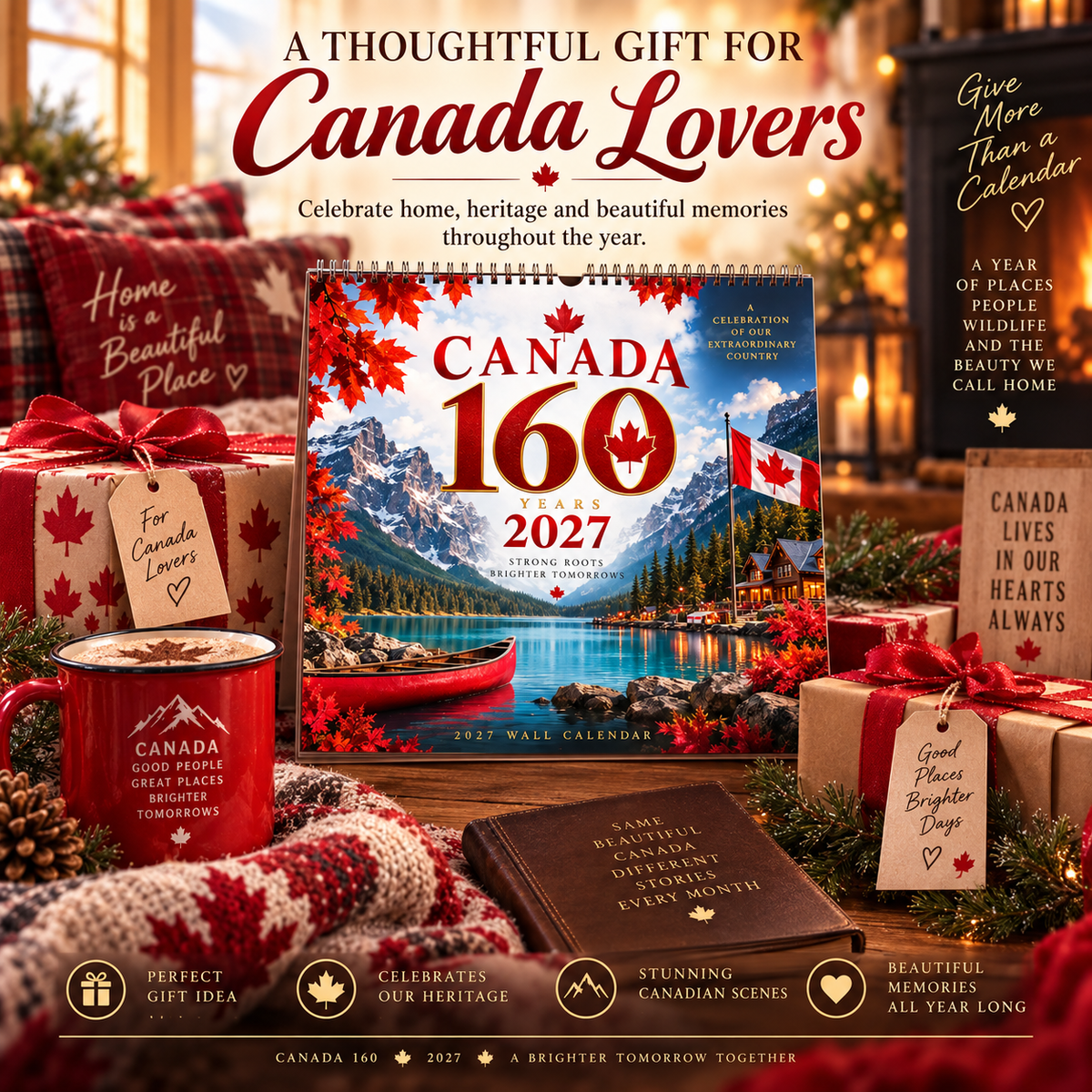 🍁🇨🇦 Canada 160™ | 2027 Wall Calendar – 12 Months of Canadian Beauty & Pride