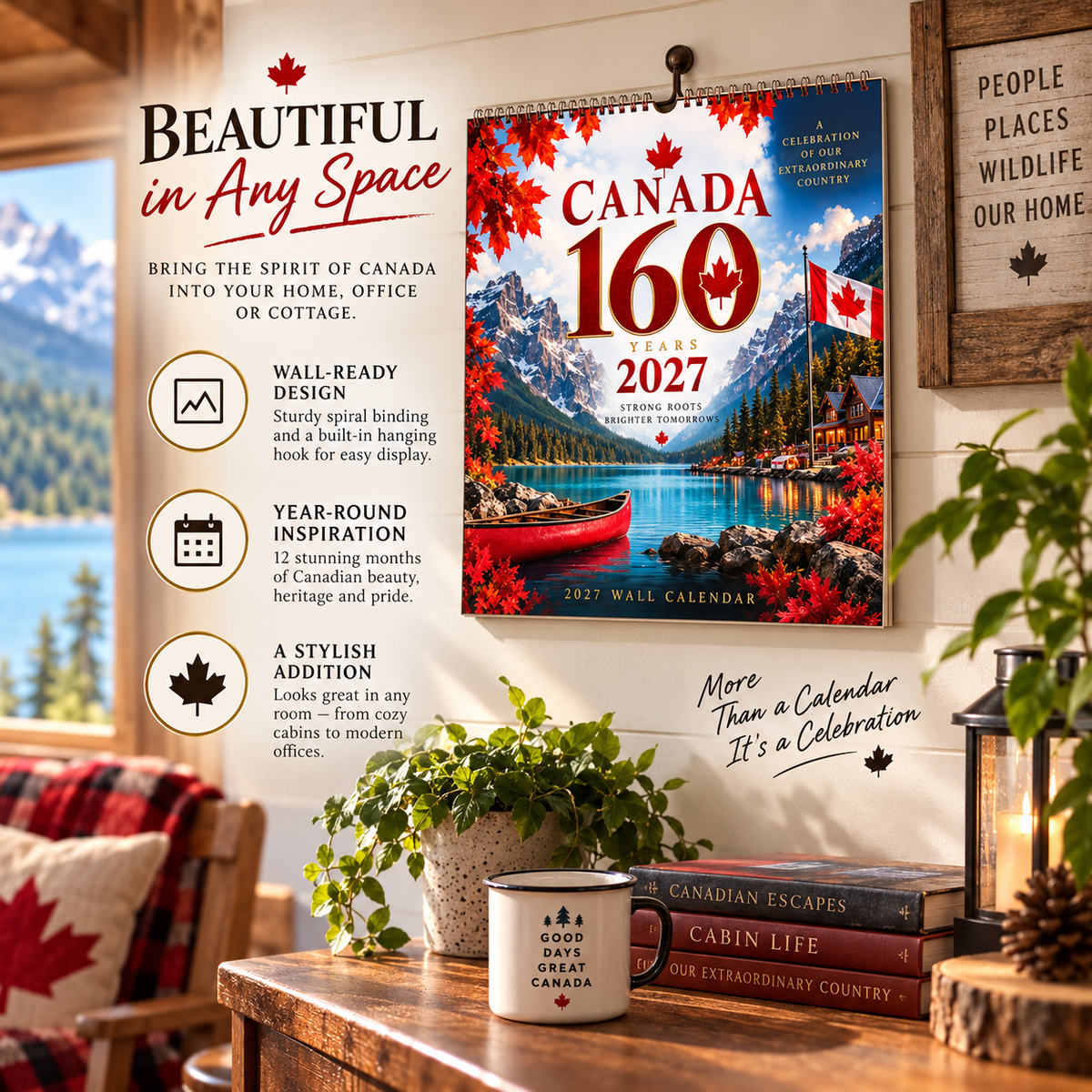🍁🇨🇦 Canada 160™ | 2027 Wall Calendar – 12 Months of Canadian Beauty & Pride