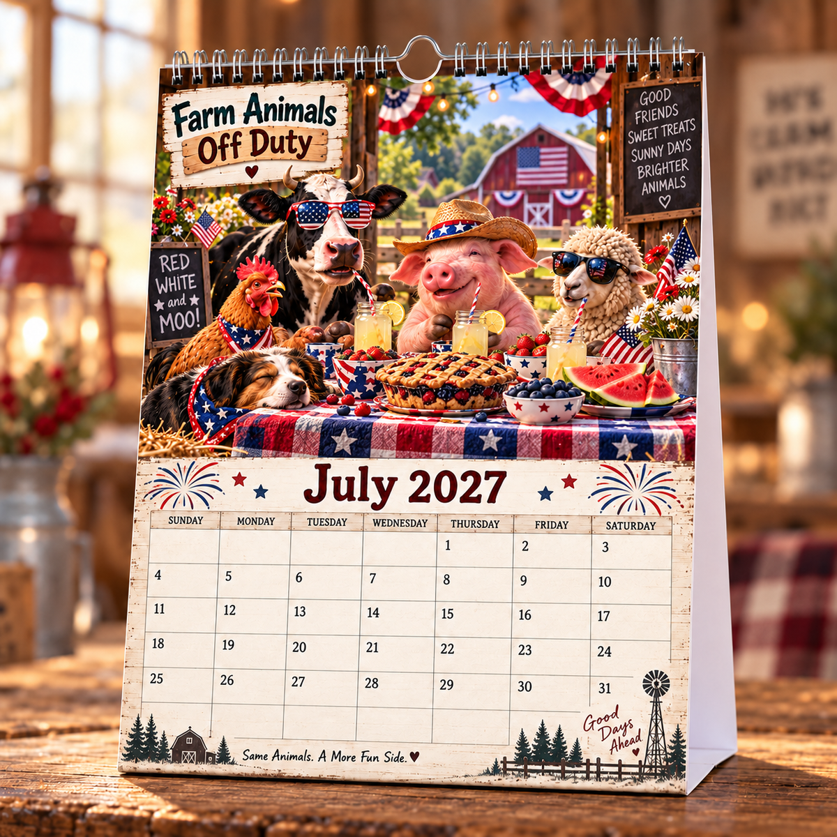 🐄 Farm Animals Off Duty 2027 – A Year of Barnyard Mischief Calendar 🌾